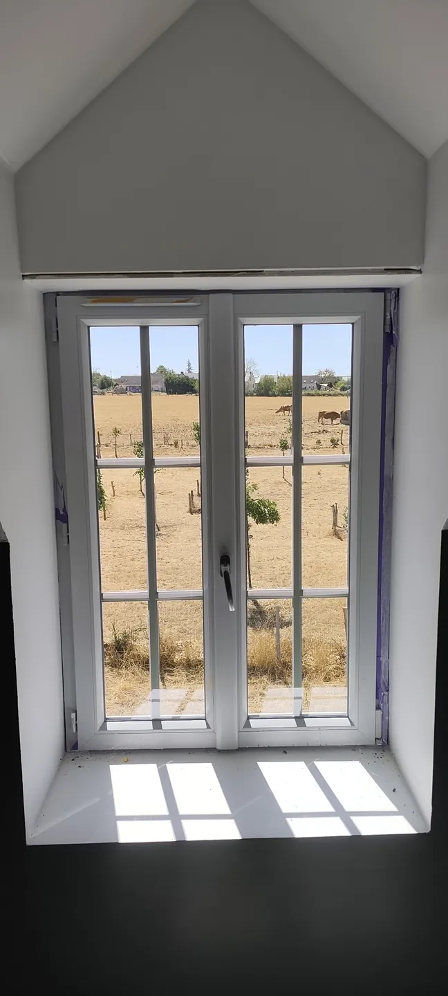Porte-fenêtre à petits carreaux après le nettoyage des vitres